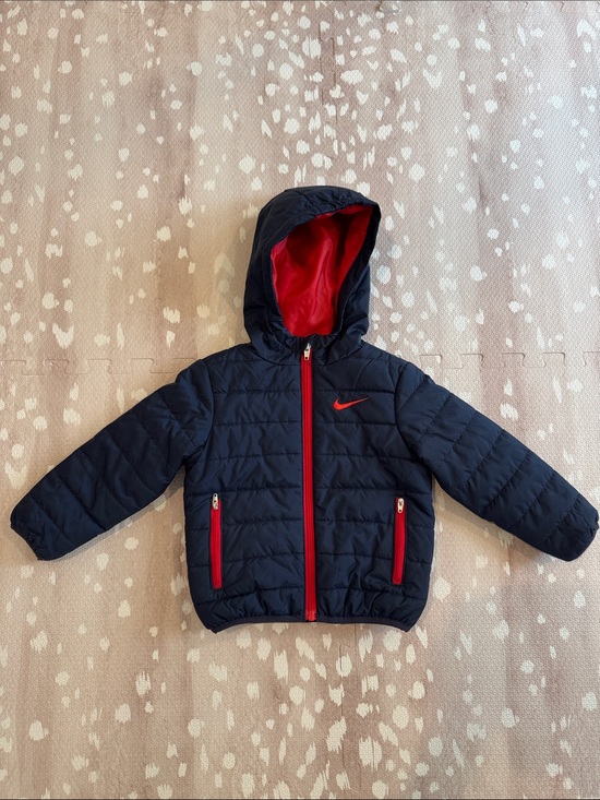 Nike Other - Nike Toddler Boys Puffer Jacket 2T Navy Red Hooded Zip Coat Winter